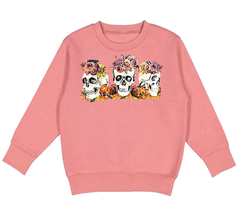 Fall Floral Skull Sweatshirt, Clay  (Toddler, Youth)
