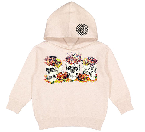 Fall Floral Skull Hoodie, Natural  (Toddler, Youth, Adult)