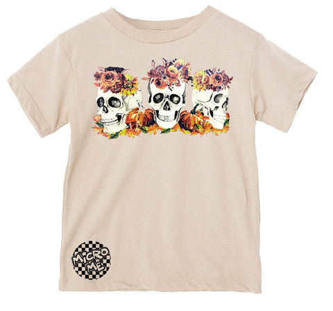 Fall Floral Skulls Tee, Natural (Infant, Toddler, Youth, Adult)