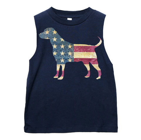 Fido Muscle Tank, Navy (Infant, Toddler, Youth, Adult)