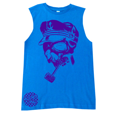 Fisher Skull Muscle Tank, Neon Blue (Infant, Toddler, Youth, Adult)