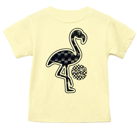 Denim Check Flamingo Tee, Butter  (Infant, Toddler, Youth, Adult)