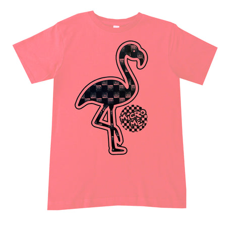 Denim Check Flamingo Tee, Coral   (Toddler)