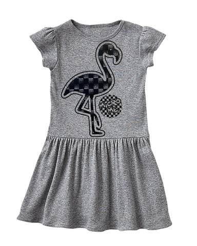 Denim Checks Flamingo  Dress, Heather  (Toddler)