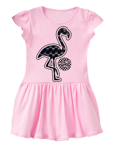 Denim Checks Flamingo  Dress, Lt. Pink  (Toddler)