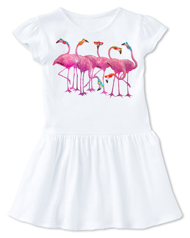 SV-Flamingos Dress, White (Infant, Toddler)