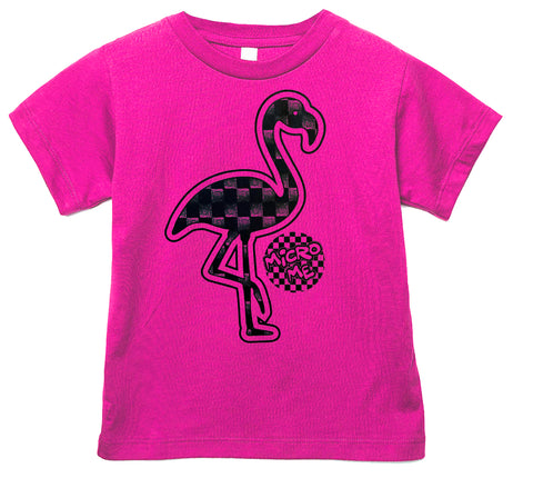 Denim Check Flamingo Tee, Hot PInk (Infant, Toddler, Youth, Adult)