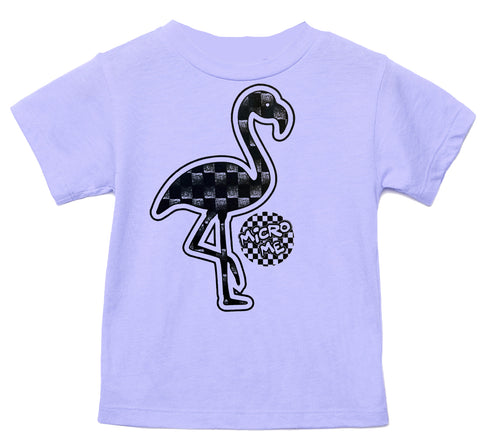 Denim Check Flamingo Tee, Lavender (Infant, Toddler, Youth, Adult)