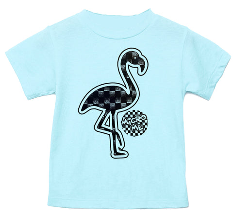 Denim Check Flamingo Tee, Lt.Blue (Infant, Toddler, Youth, Adult)