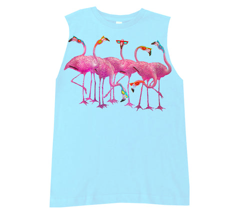 SV-Flamingos Muscle Tank, Lt.Blue  (Infant, Toddler, Youth)