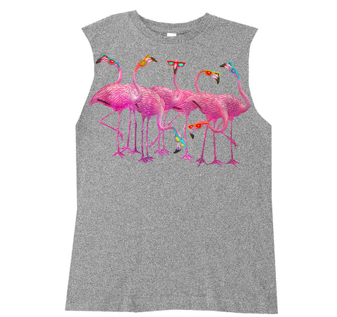 SV-Flamingos Muscle Tank,  Heather  (Infant, Toddler, Youth)