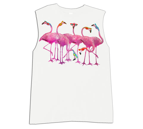 SV-Flamingos Muscle Tank, White  (Infant, Toddler, Youth)