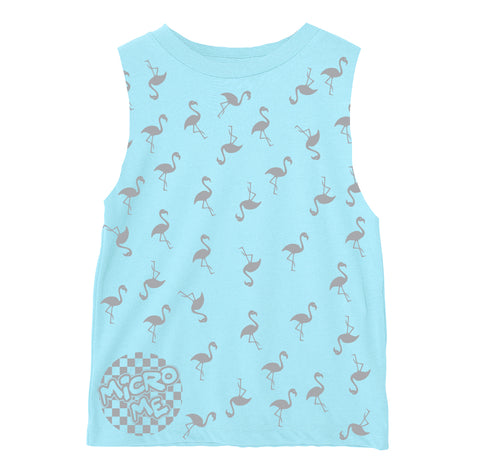 Flamingos  Muscle Tank, Lt. Blue (Infant, Toddler, Youth, Adult)