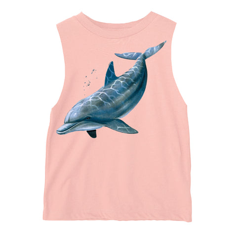 Flipper Muscle Tank, Peach (Infant, Toddler, Youth, Adult)