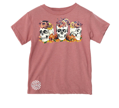 Fall Floral Skulls Tee, Clay (Infant, Toddler, Youth, Adult)