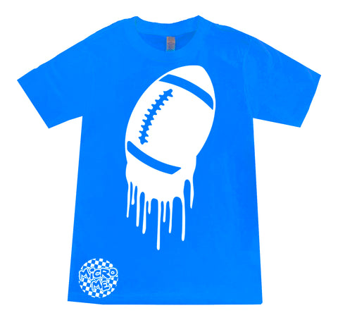 Football Drip Tee, Neon Blue  (Infant, Toddler, Youth, Adult)