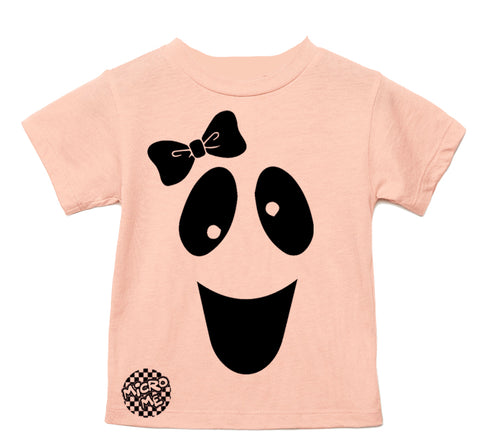 Ghost w/Bow Tee,  Peach (Infant, Toddler, Youth, Adult)