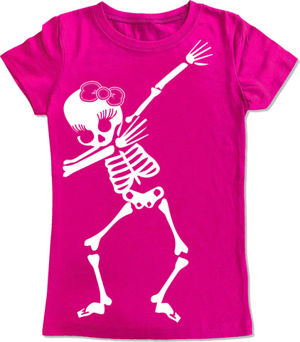 Girly Skeleton Dab Tee, Hot PInk (Infant, Toddler, Youth, Adult)