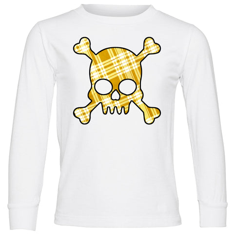 Plaid Skull  LS Shirt, White (Infant, Toddler, Youth , Adult)