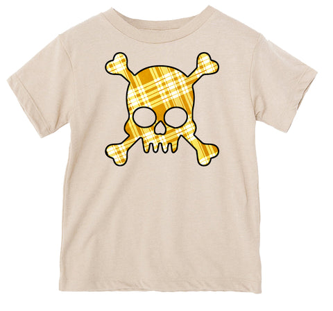 Plaid Skull Tee,  Natural (Infant, Toddler, Youth, Adult)