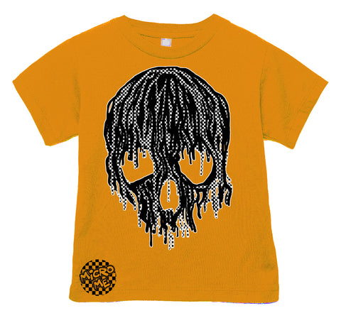 Checker Drip Skull Tee,  Gold  (Infant, Toddler, Youth, Adult)