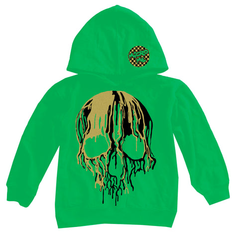 Gold Drip Skull Hoodie, Green (Toddler, Youth, Adult)