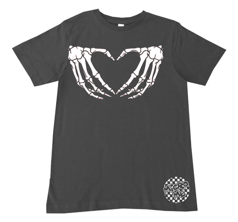 Skelly Heart Hands Tee  Shirt, CHARC  (Infant, Toddler, Youth, Adult)