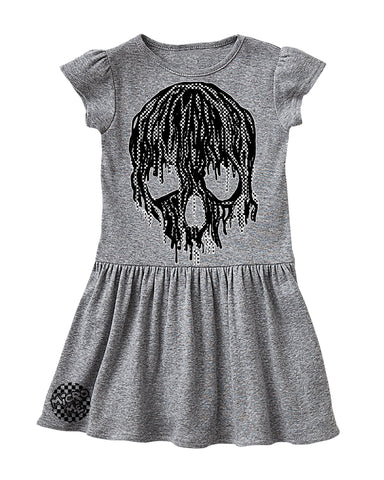 Checker Drip Skull Dress, Heather Grey (Infant, Toddler)