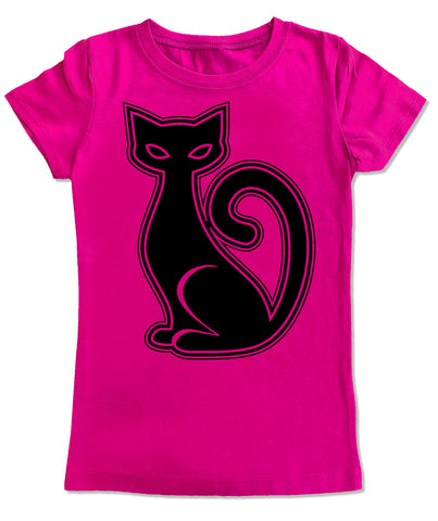 Black Cat GIRLS Fitted Tee, Hot PInk (Youth, Adult)