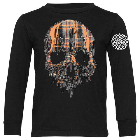 Halloween Drip Skull Long Sleeve Shirt, Black (Infant, Toddler, Youth, Adult)