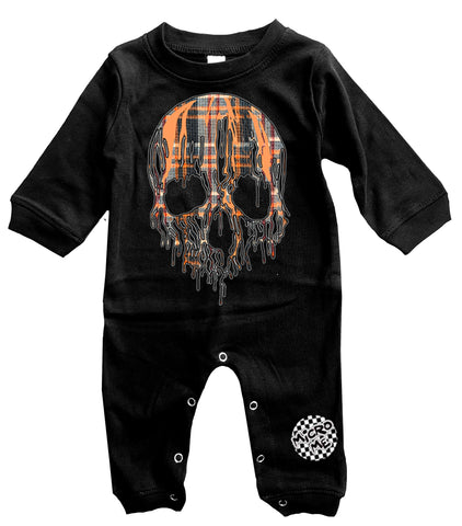 Halloween Drip Skull Romper, Black- (Infant)
