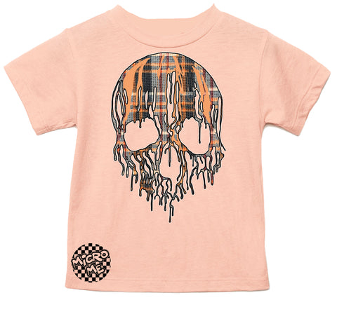 Halloween Drip Skull Tee, Peach  (Infant, Toddler, Youth, Adult)