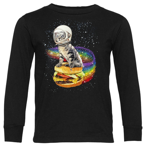Hamburger Cat LS Shirt, Black (Infant, Toddler, Adult)