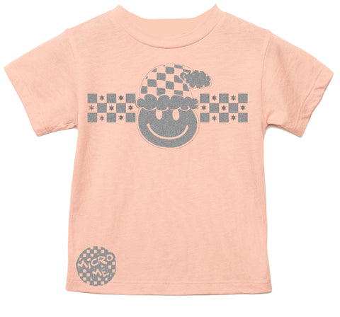 Happy Checkers Tee, Peach (Infant, Toddler, Youth, Adult)