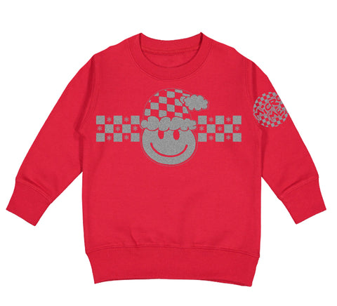 Happy Checkers Sweater, Red (Toddler, Youth, Adult)