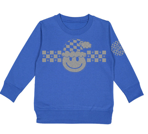Happy Checkers Sweater, Royal (Toddler, Youth, Adult)