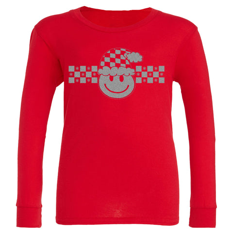 Happy Checkers Long Sleeve Shirt,Red (Infant, Toddler, Youth)