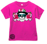Hawaiian Floral Skull Tee, Hot PInk  (Infant, Toddler, Youth, Adult)