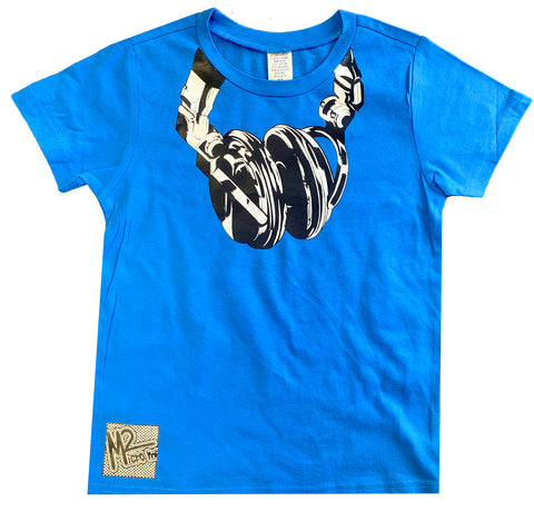 Headphones Tee, Neon Blue (Infant, Toddler, Youth, Adult)