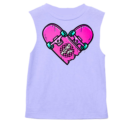 Neon Sk8 Heart Tank, Lavender  (Infant, Toddler, Youth, Adult)