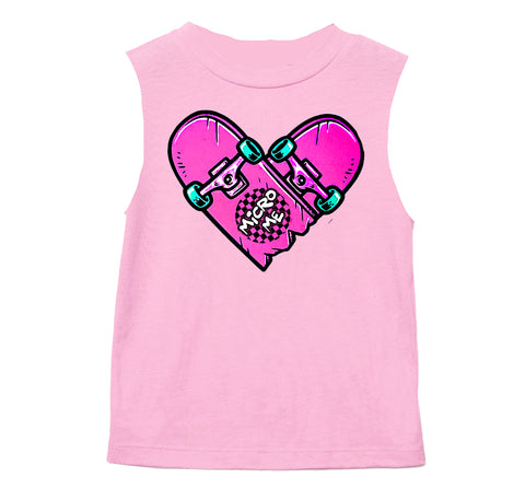 Neon Sk8 Heart Tank, Lt.Pink  (Infant, Toddler, Youth, Adult)