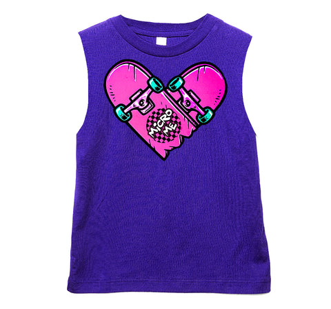 Neon Sk8 Heart Tank, Purple  (Infant, Toddler, Youth, Adult)