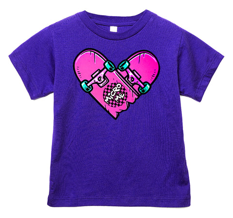 Neon Sk8 Heart  Tee,  Purple  (Infant, Toddler, Youth, Adult)