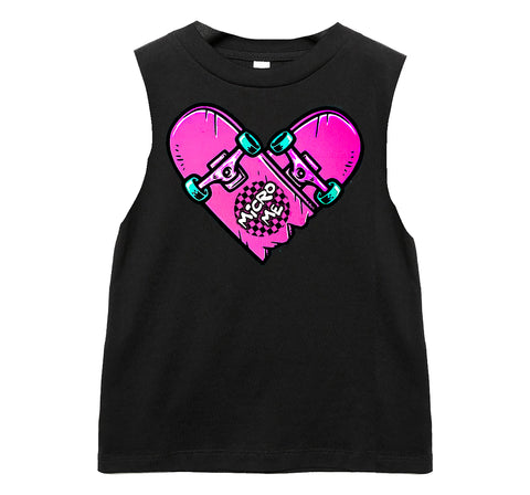 Neon Sk8 Heart Tank, Black  (Infant, Toddler, Youth, Adult)