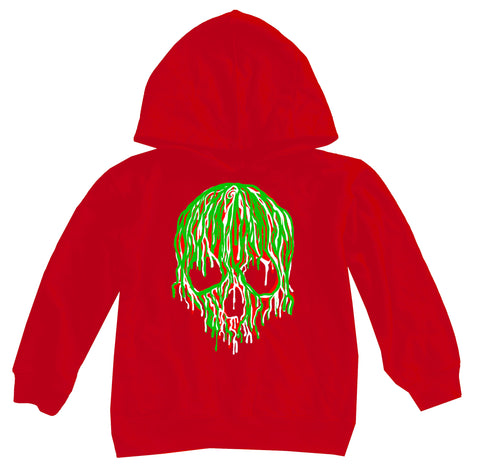 Christmas Drip Skull Fleece Hoodie, Red (Toddler, Youth, Adult)
