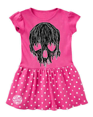 Checker Drip Skull Dress, Hot Pink  Dot (Infant, Toddler)