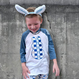 Bunny Checks Raglan, W/DENIM IToddler, Youth)