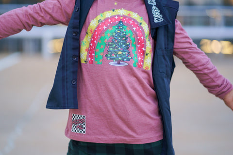 Oh Christmas Tree Long Sleeve, Desert PInk (Youth)