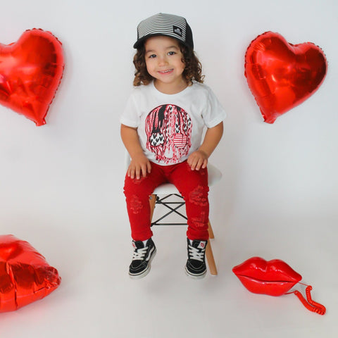 *Vday Drip Skull Tee, Wht (Infant, Toddler, Youth, Adult)