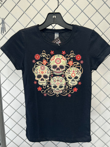 Skulls Fitted Tee, Black, Size M (7/8)